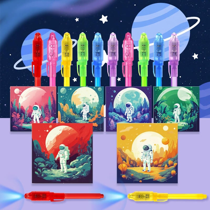 EODVICS Invisible Ink Pens 12 Pack with Notebook and UV Pen Light, Party Favors for Kids 8-12, Christmas Stocking Stuffers, Thanksgiving Halloween Goodie Bag Gifts - Image 2